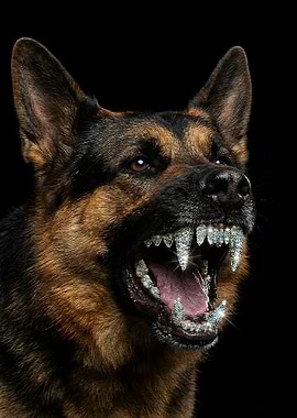 German Shepherd with Diamond Teeth