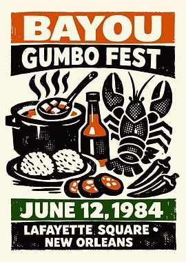 Bayou Gumbo Fest Vintage Poster