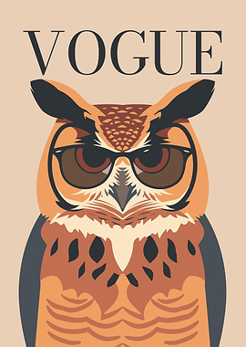 Vogue Owl with Sunglasses Illustration