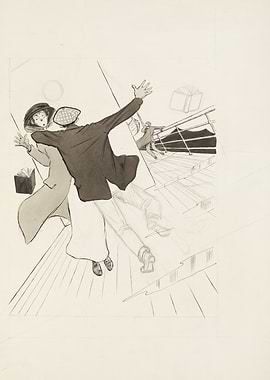 Cartoon illustration of people on a ship