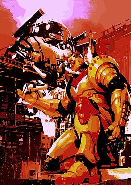 Giant Robot in Cityscape