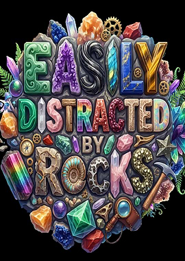 Easily Distracted by Rocks Geologist Art