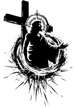 Jesus Christ Silhouette with Cross