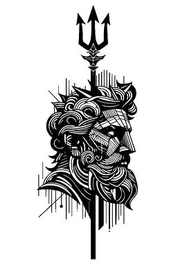 Poseidon Illustration with Trident