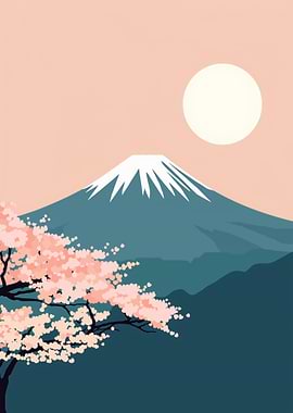 Mount Fuji and Cherry Blossoms Art