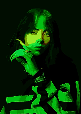 Billie Eilish Green Portrait