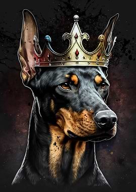 Doberman with Crown Portrait