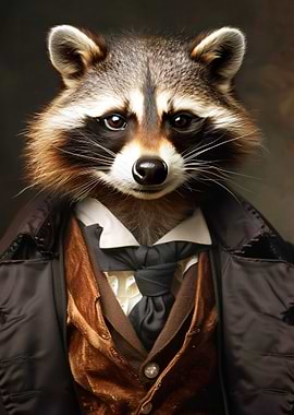 Raccoon in Formal Attire Portrait
