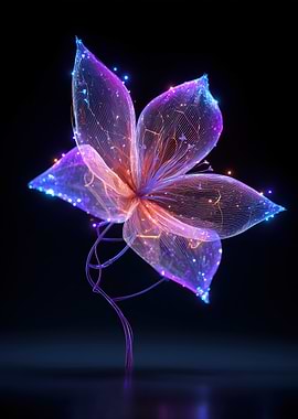 Glowing Abstract Flower on Black Background