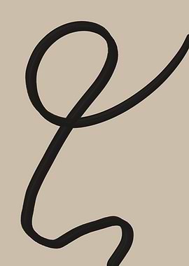 Abstract Black Line Art on Beige