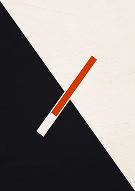 Abstract Geometric Composition with Red Bar