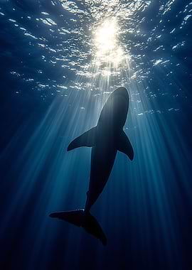 Great White Shark in Ocean Depths