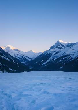 Snowy Mountain Landscape at Dusk