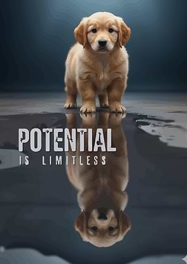 Golden Retriever Puppy with Reflection