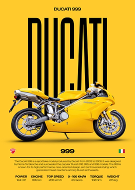Ducati 999 Yellow Motorcycle Poster