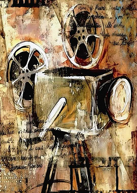 Vintage Film Projector Painting