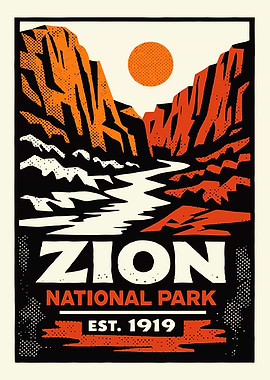 Zion National Park Vintage Travel Poster