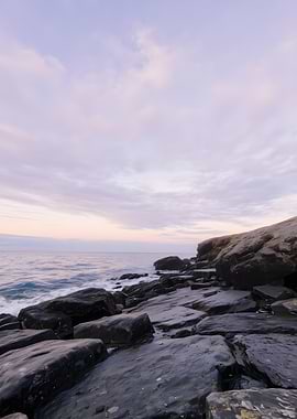 Rocky Shoreline at Dusk