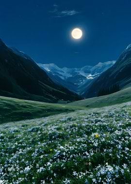 Moonlit Mountain Meadow