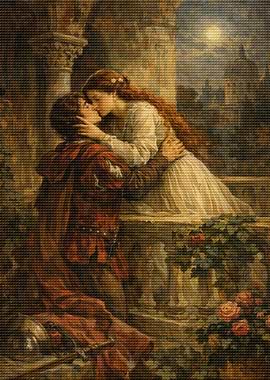Romantic Balcony Kiss Painting