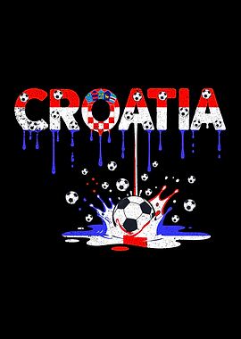 Cute Croatia Soccer Football Flag Dripping Art