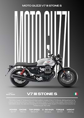 Moto Guzzi V7 III Stone S Motorcycle Poster