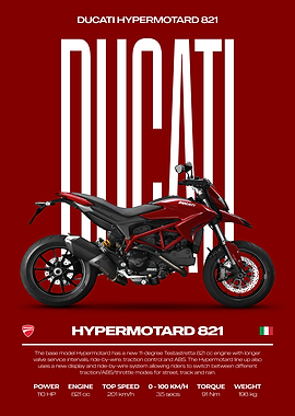Ducati Hypermotard 821 Motorcycle Poster