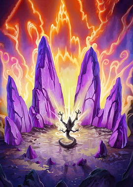 Mystical Monster Lizard Ritual in Fantasy Landscape