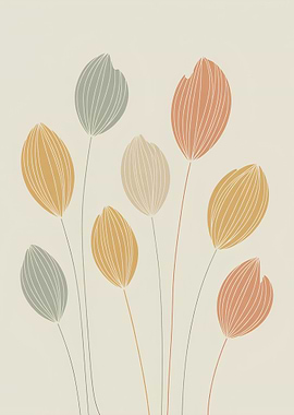 Abstract Floral Illustration with Pastel Colors