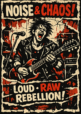 Noise and Chaos Punk Rock Poster