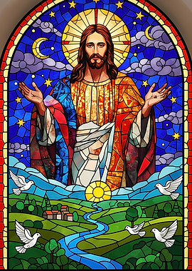 Jesus Christ Stained Glass Art