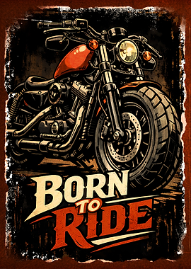 Born to Ride Motorcycle Poster Art