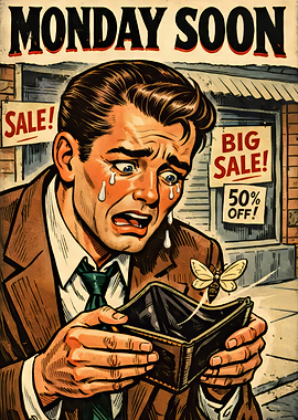 Monday Soon: Empty Wallet Comic Style