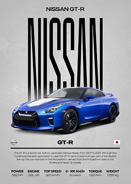 Nissan GT-R Blue Sports Car