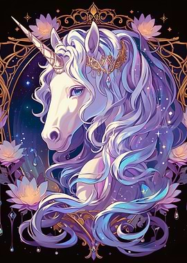 Elegant Unicorn with Floral Frame