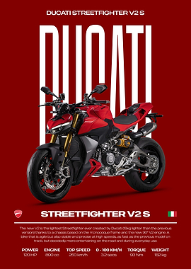 Ducati Streetfighter V2 S Motorcycle Poster