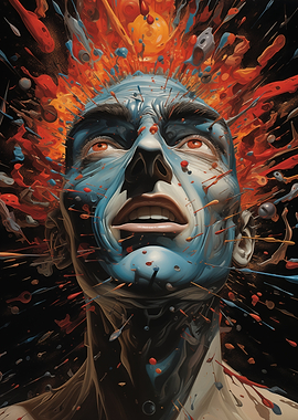 Abstract Portrait with Explosive Color