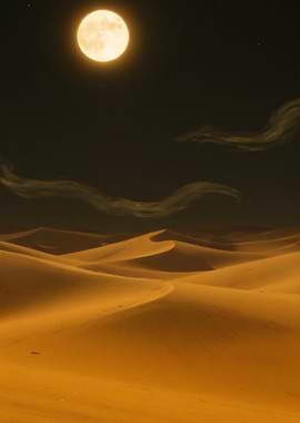 Desert Landscape with Moon