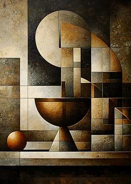 Abstract Geometric Still Life Painting
