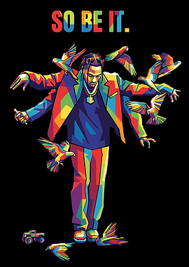 Travis Scott Colorful Art with Pigeons