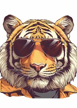 Cool Tiger with Sunglasses Illustration