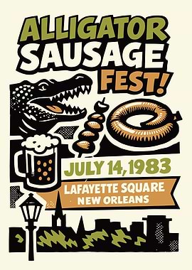 Alligator Sausage Fest Poster, New Orleans
