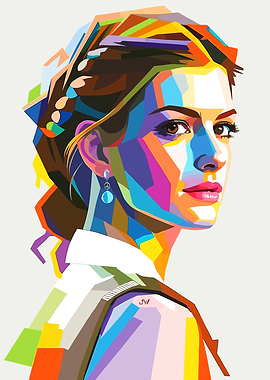 Anne Hathaway Colorful Pop Art Portrait