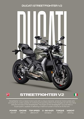 Ducati Streetfighter V2 Motorcycle Poster