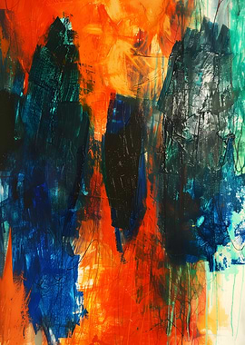 Abstract Painting with Bold Color Strokes