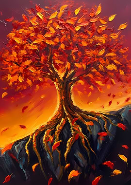 Autumn Tree Oil Painting