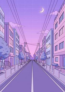 Quiet Purple City Street