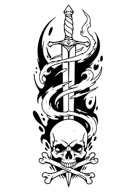 Skull, Sword, and Bones Illustration