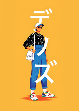Fashionable Woman with Japanese Text