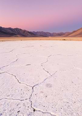 Vast cracked salt flat landscape
